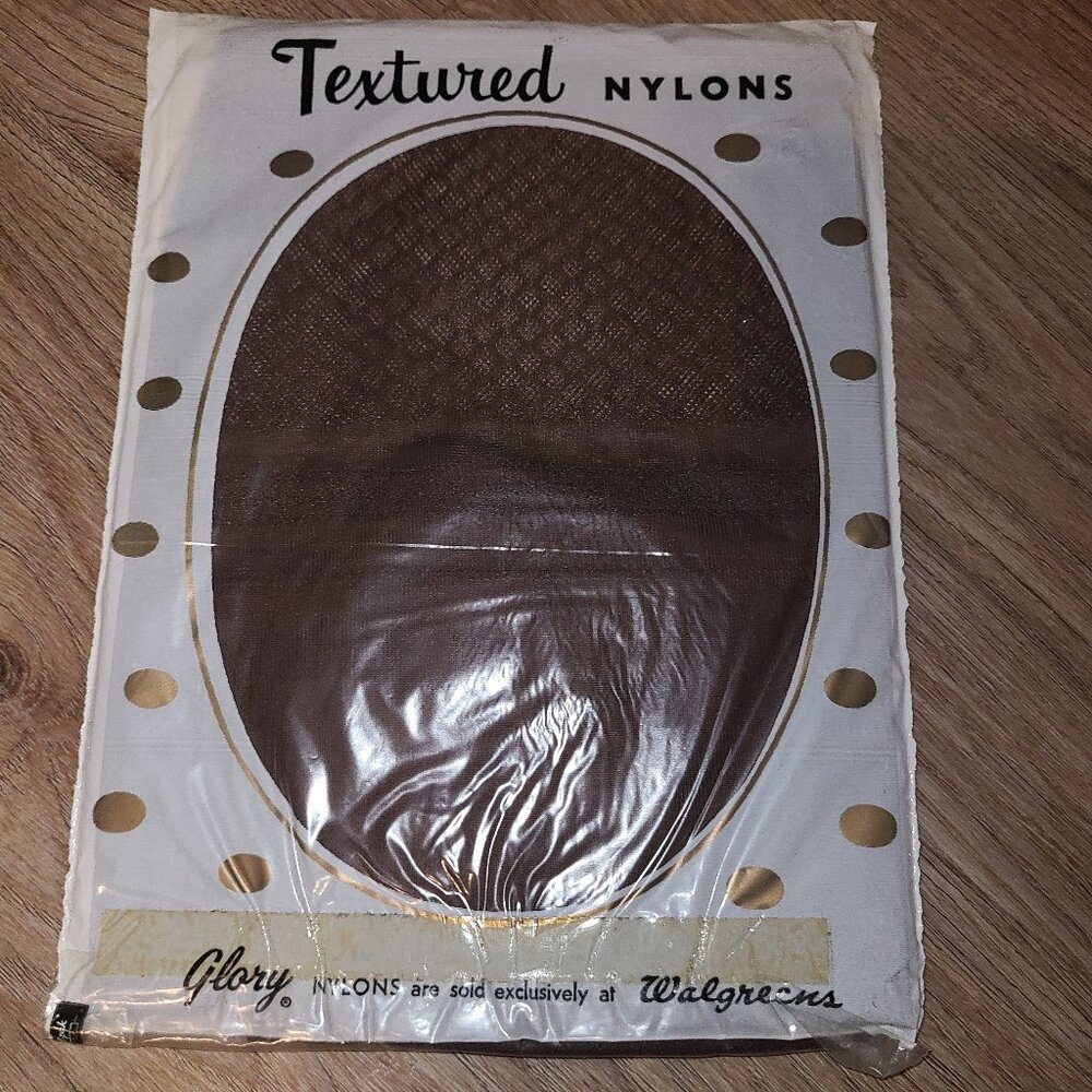 1940's VTG Glory Seamless Textured Nylons Pantyhose SZ 10 So RARE! Browntone